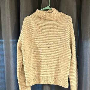 Madewell Beige Ribbed Cowl Neck Sweater